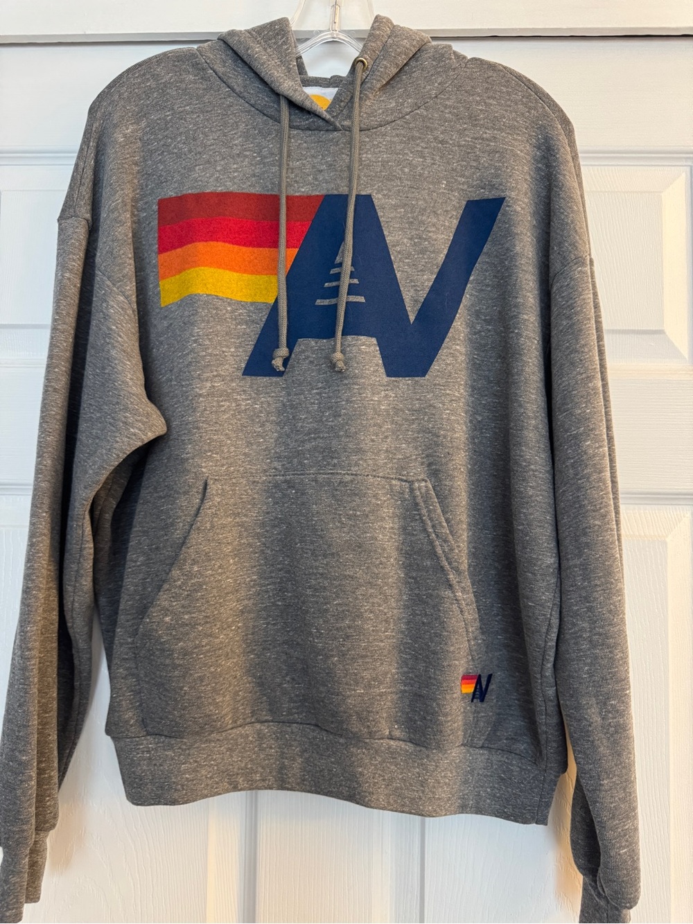 AVIATOR NATION | LOGO PULLOVER RELAXED HOODIE in HEATHER GREY XS